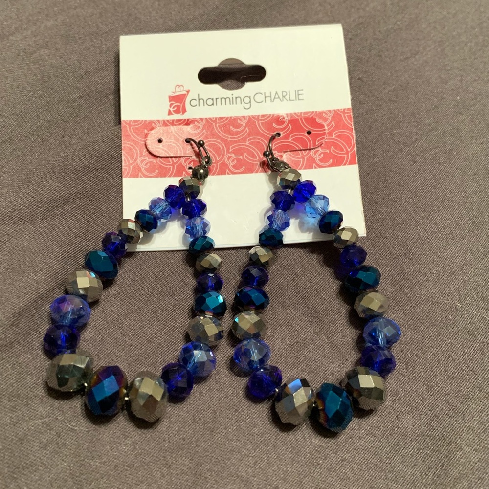 Blue beaded earrings